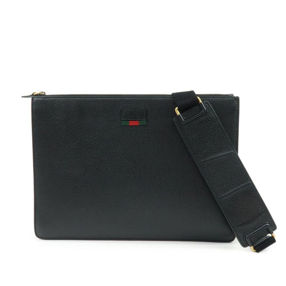 Gucci Web Calfskin Crossbody Bag Black